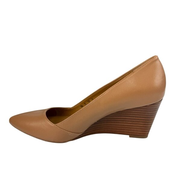 Franco Sarto Womens 10 M Frankie Brown Leather Wedge Pump Heels Shoes - Picture 5 of 9